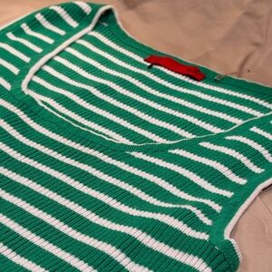 Red by Mark Ecko Green and White Striped Knitwear Tank Top Women’s Size M